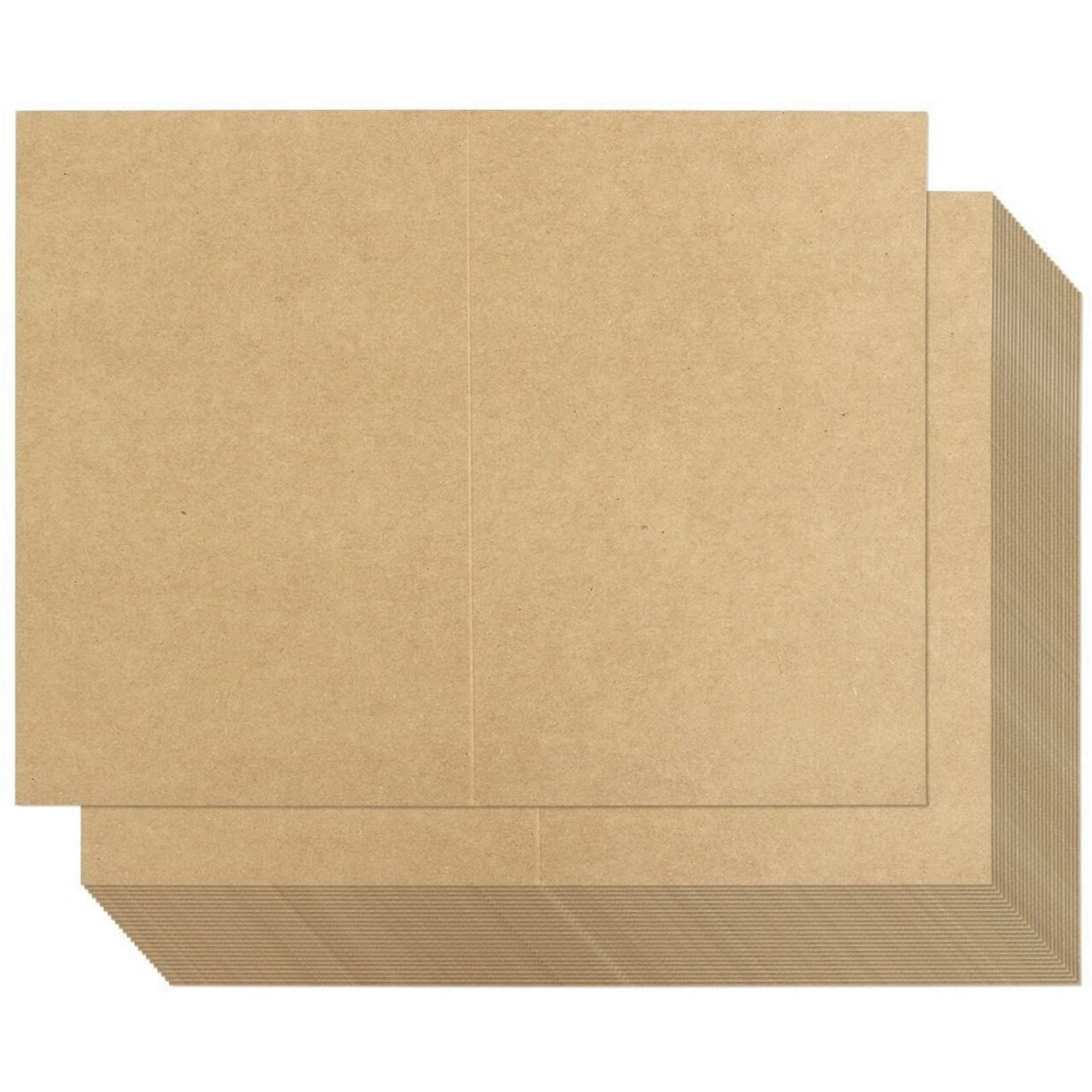 100 Sheets Kraft Greeting Card Stock Paper - Half Fold Greeting Cards for Inkjet and Laser Printers, Printable Blank Note Cardstock, 8.5 x 5.5 Inches Folded
